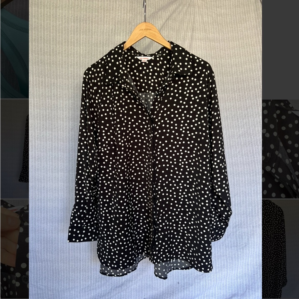 1X Joe Fresh Polka Dot Blouse - Black and White